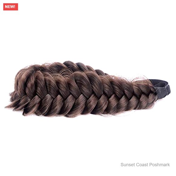 Chunky Braided Synthetic Hair Headband Elastic Stretch Hairpiece Y2K Classic main image 6